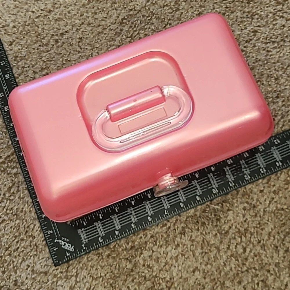 Vintage Caboodles Pink Cosmetic Case with Flower Detail